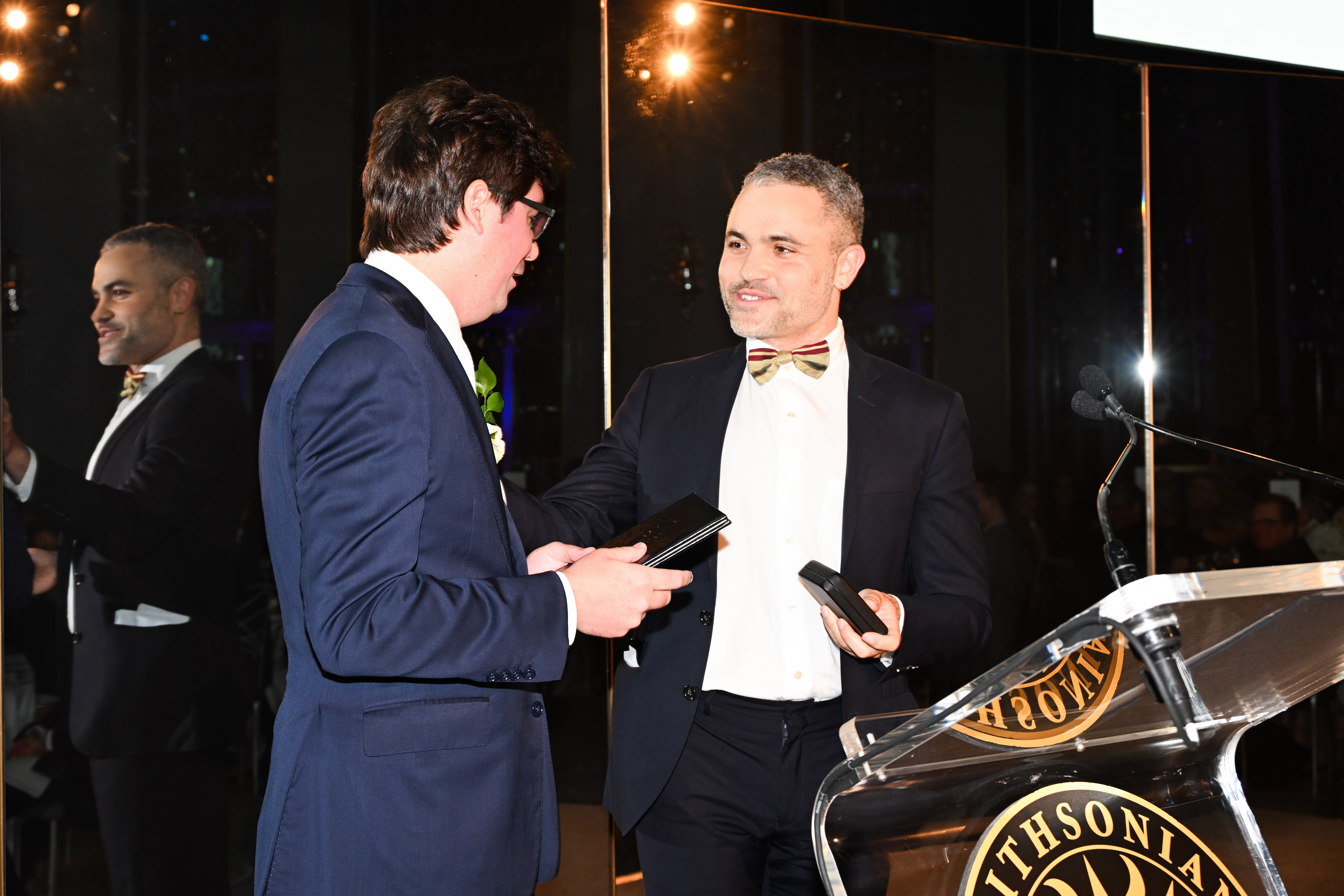 George Frederick Mead Merck and Thomas Lax upon receiving the award in Senga Nengudi's honor
