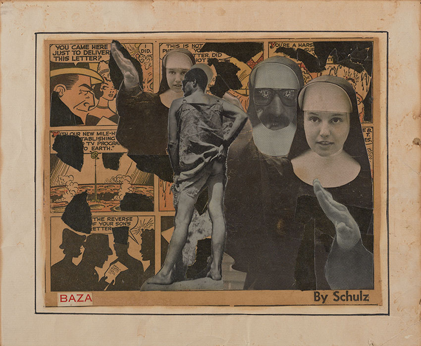 Untitled collage, circa 1960. Robert Alexander papers and Temple of Man records, 1956-1992. Archives of American Art, Smithsonian Institution. Photograph of Robert (Baza) Alexander