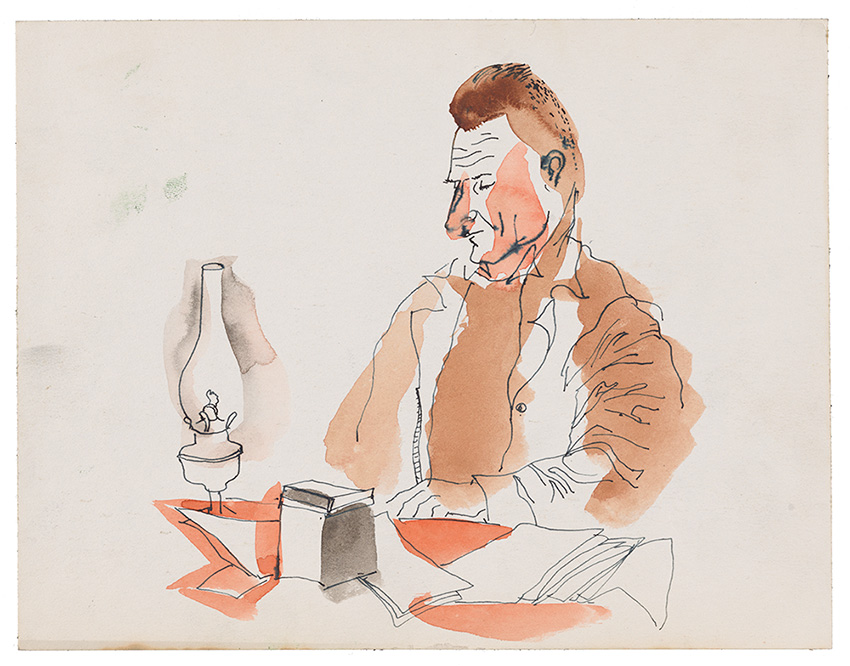 Sketch of Rewi Alley, circa 1945. Fred Becker papers, 1913-2004, bulk 1940-2000. Archives of American Art, Smithsonian Institution. Ink and watercolor portrait of Rewi Alley
