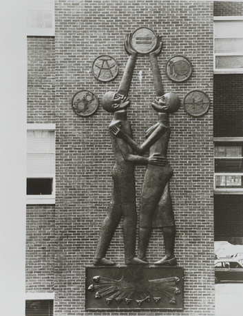 Elizabeth Catlett's sculpture Students Aspire at Howard University