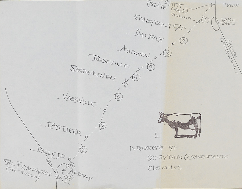 Mel Henderson letter to Eleanor Dickinson, 1976 November 1. Eleanor Dickinson papers, 1951-2003. Archives of American Art, Smithsonian Institution. Map of Celebration of Wonder staking route