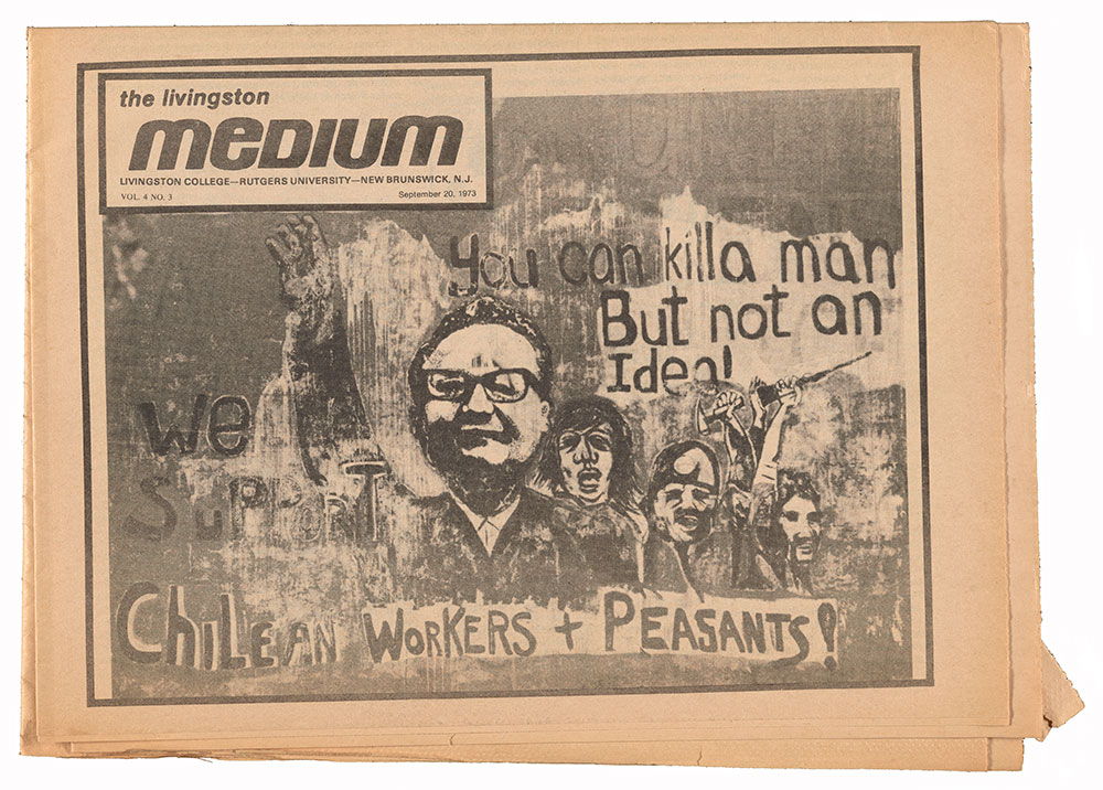 Livingston medium, vol. 4 no. 3, 1973 September 20. Lucy R. Lippard papers, 1930s-2010, bulk 1960s-1990. Archives of American Art, Smithsonian Institution. Cover of the September 20, 1973 issue of the Livingston Medium