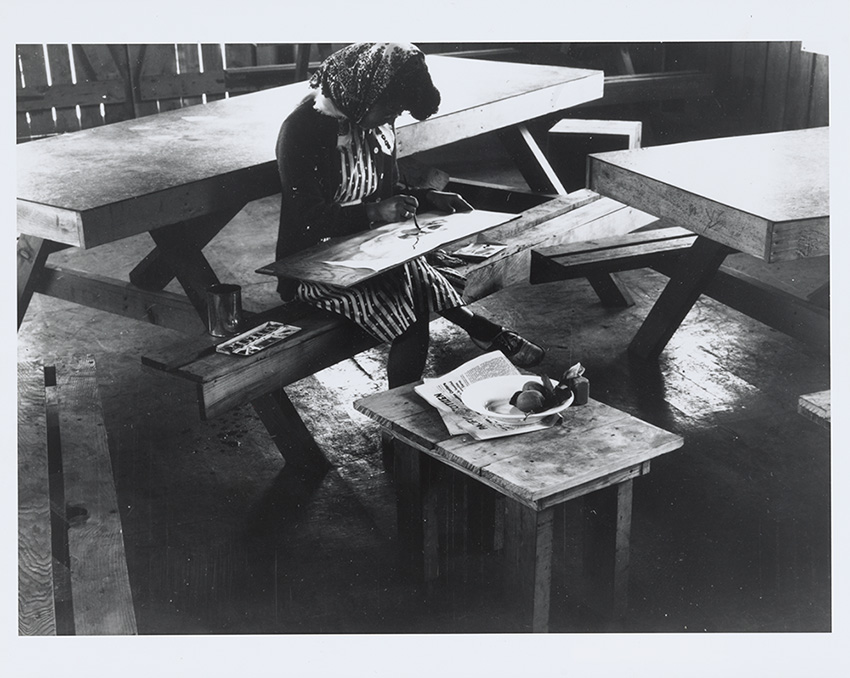 Photograph taken during a still life class by Dorothea Lange
