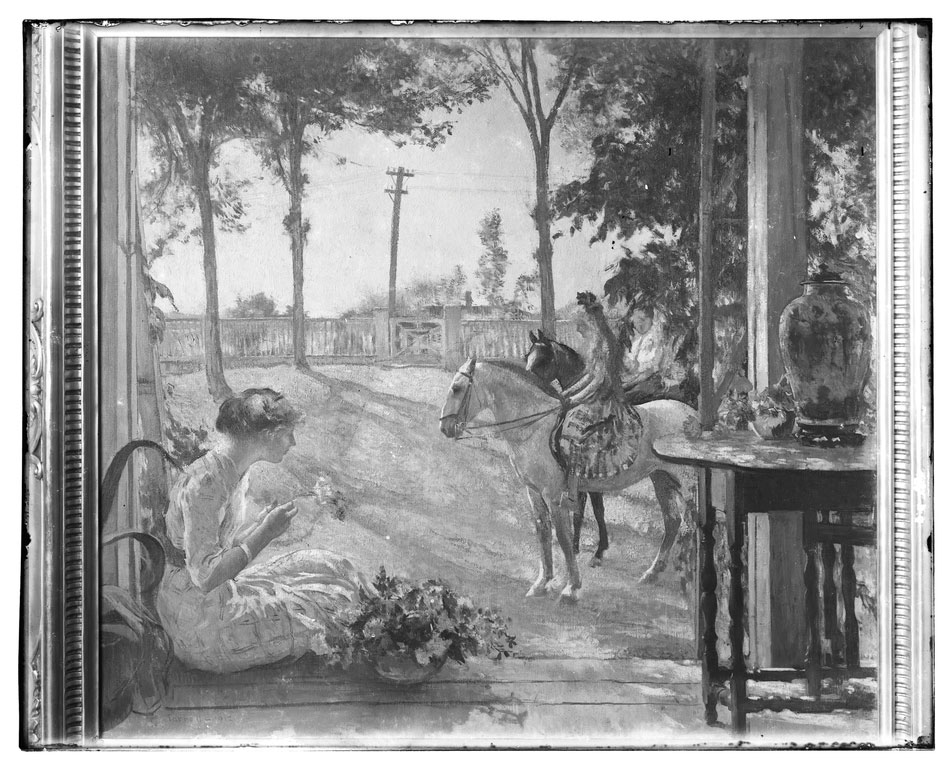 Glass plate negative of Going for a Ride by Edmund Tarbell, 1912, Edmund C. Tarbell papers, circa 1855-circa 2000, bulk 1885-1938. Archives of American Art, Smithsonian Institution. Edmund C. Tarbell's painting, Going for a Ride