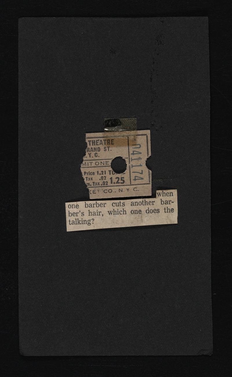 George Brecht mail art to Samuel J. Wagstaff