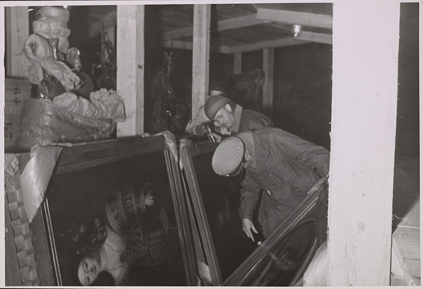 Photograph of Monuments Men inside a salt mine