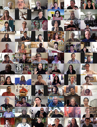 Composite of individual screenshots from interview vidoes