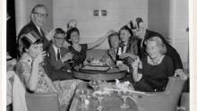 Photograph of Dore Ashton with artists
