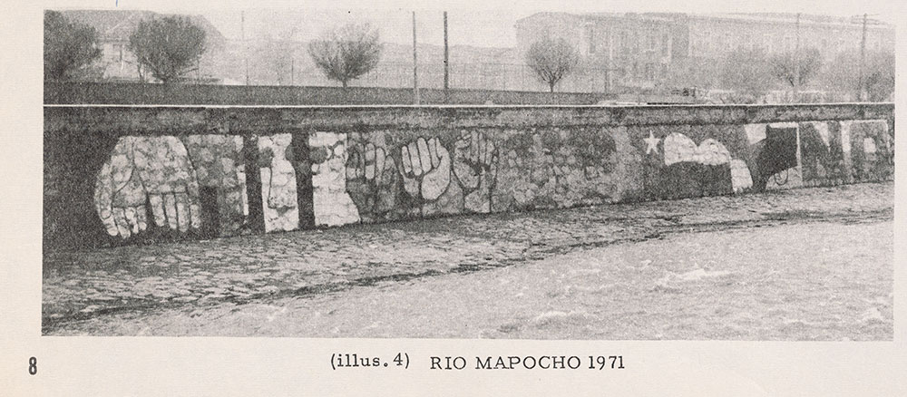 Mural for the people of Chile, 1973. Lucy R. Lippard papers, 1930s-2010, bulk 1960s-1990. Archives of American Art, Smithsonian Institution. Detail from reprint of article by Eva Cockcroft