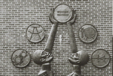 Detail of sculpture, Students Aspire, by Elizabeth Catlett at Howard University