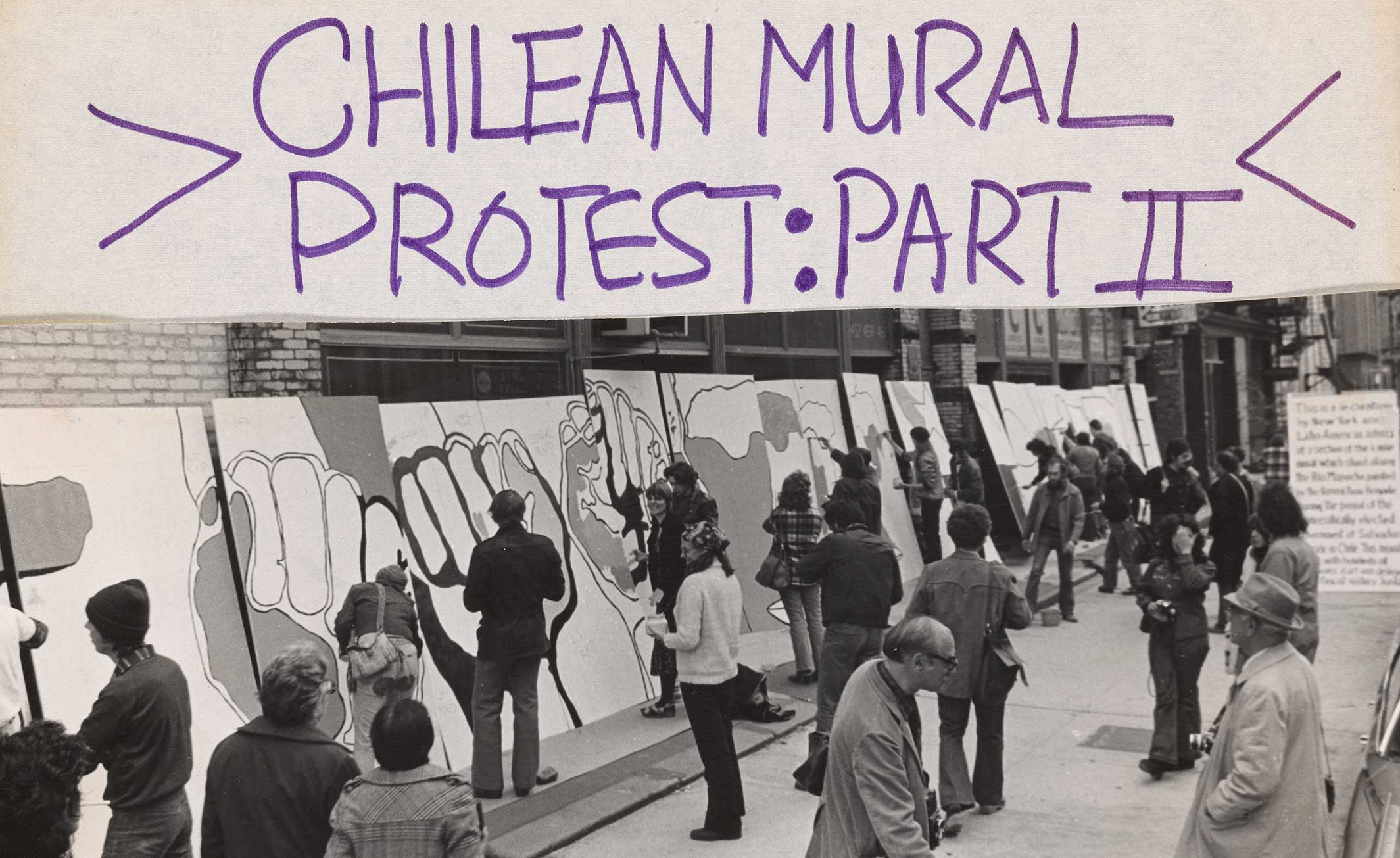 Detail of flyer advertising art action in New York in protest of the 1973 Chilean coup