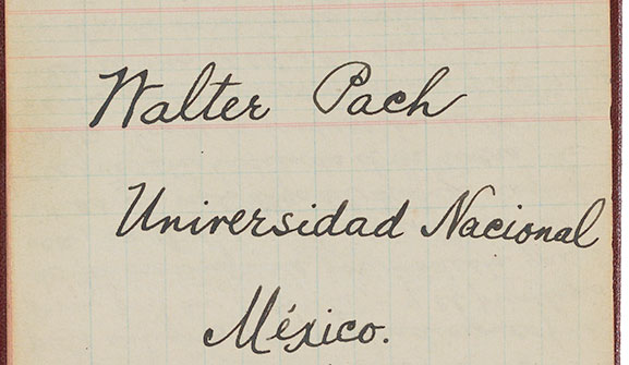 Title page from Walter Pach's course notes from an art history class he taught at Unniversidad Nacional Autonooma de Mexico