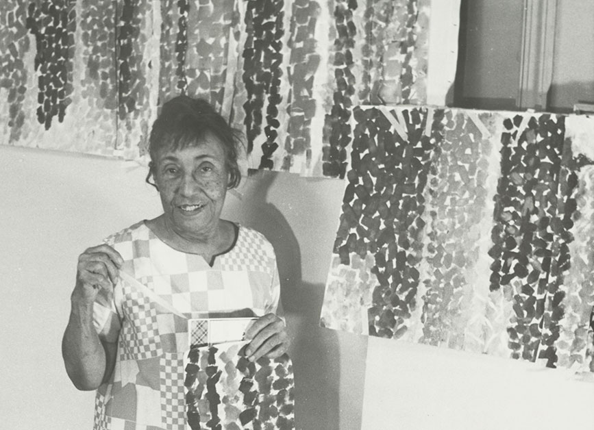 Painter Alma Thomas in her studio