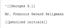 Detail of transcription of a letter from Georges Seligmann
