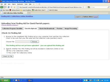 Workflow: Uploading a new finding aid for a collection to be fully digitized