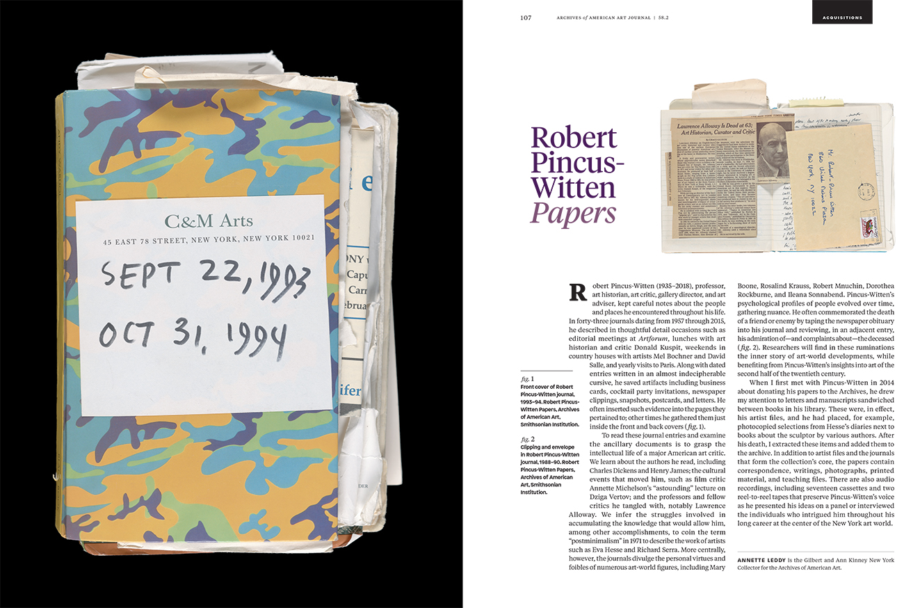 First page spread from the Fall 2019 Archives of American Art Journal