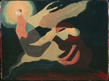 Figure 1. Arthur Dove, “The Moon Was Laughing at Me,” 1937, Wax emulsion on canvas, 6 1/4 x 8 1/4 in., The Phillips Collection, Bequest of Elmira Bier, 1976.