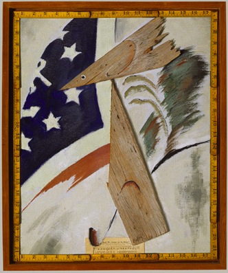 Figure 14. Arthur Dove, Portrait of Ralph Dusenberry, 1924, Oil, folding wooden ruler, wood, and printed paper pasted on canvas, 22 x 18 in., The Metropolitan Museum of Art, New York, Alfred Stieglitz Collection, 1949 (29.70.36)