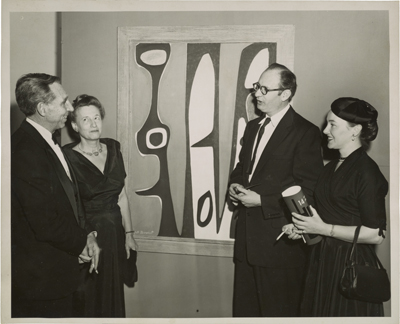 Figure 26. Bertha Schaefer and Will Barnet at the 14 Painter-Printmakers exhibition at the Brooklyn Museum, 1955 / Publicity Photographers (Brooklyn, N.Y.), photographer. Bertha Schaefer papers and gallery records, Archives of American Art, Smithsonian Institution.