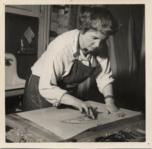 Figure 8. Worden Day in her studio, ca. 1959 / unidentified photographer. Worden Day papers, Archives of American Art, Smithsonian Institution.